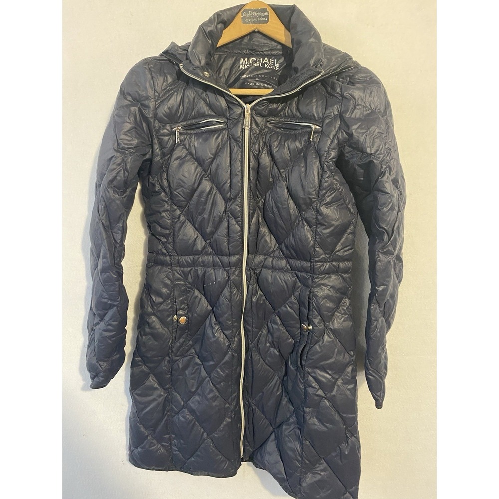Michael Kors Blue Zip Down Filled Puffer Jacket Womens Sz S‎ Luxury